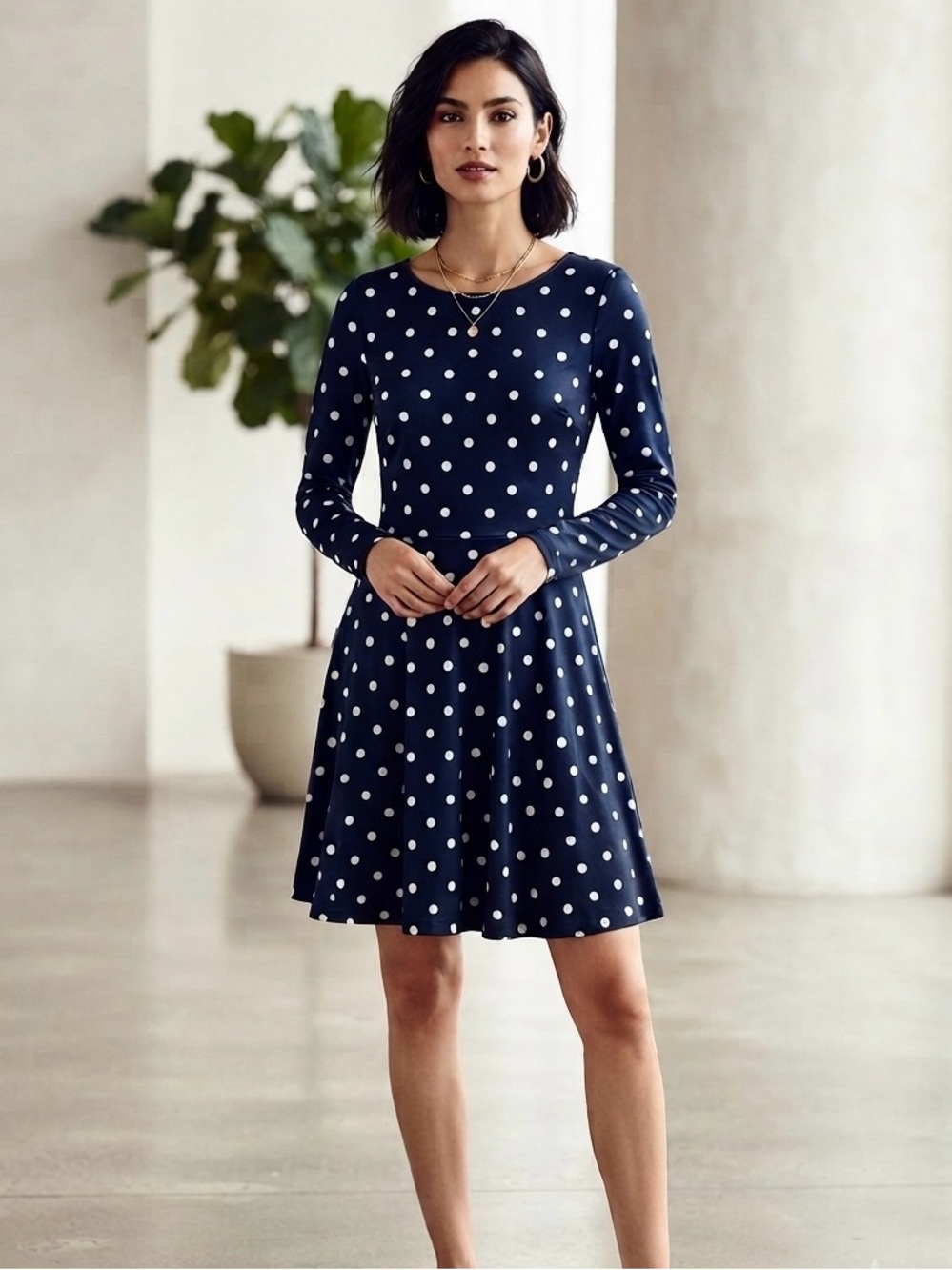 BROOKS Brothers 346 Navy Polka Dot Fit & Flare Dress